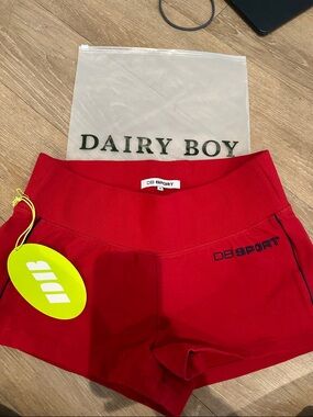 Dairy Boy Sport Red Low Rise Errand Shorts - DB SPORT Logo
